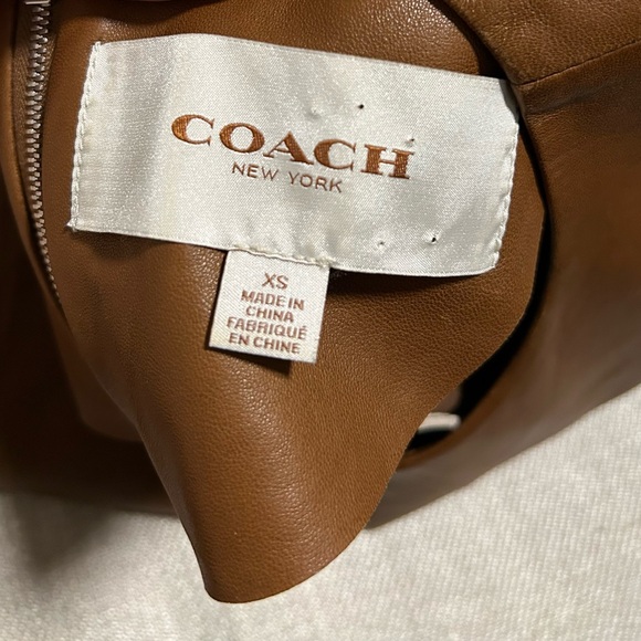 Coach Tan Leather Short Sleeve Top. Rare find. Size XS - Picture 4 of 6